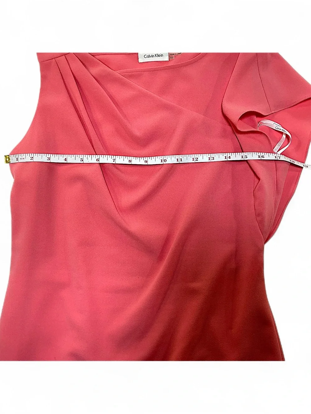 Calvin Klein Pink Asymmetric Draped Neckline Sheath Dress Sze 10